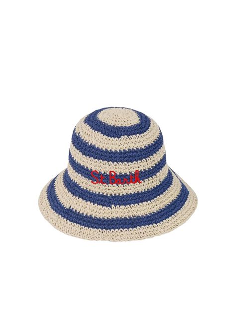 Cappello MC2 Saint Barth donna POLLY06570H beige righe blu logo MC2 SAINT BARTH | Cappelli | POLLY06570H1161